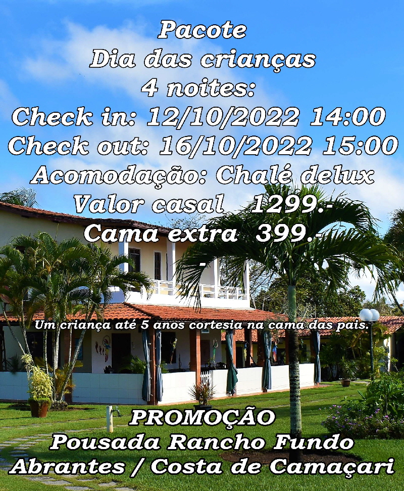 Pacote dia das crianças no litoral norte Salvador Camaçaari, linha vertde